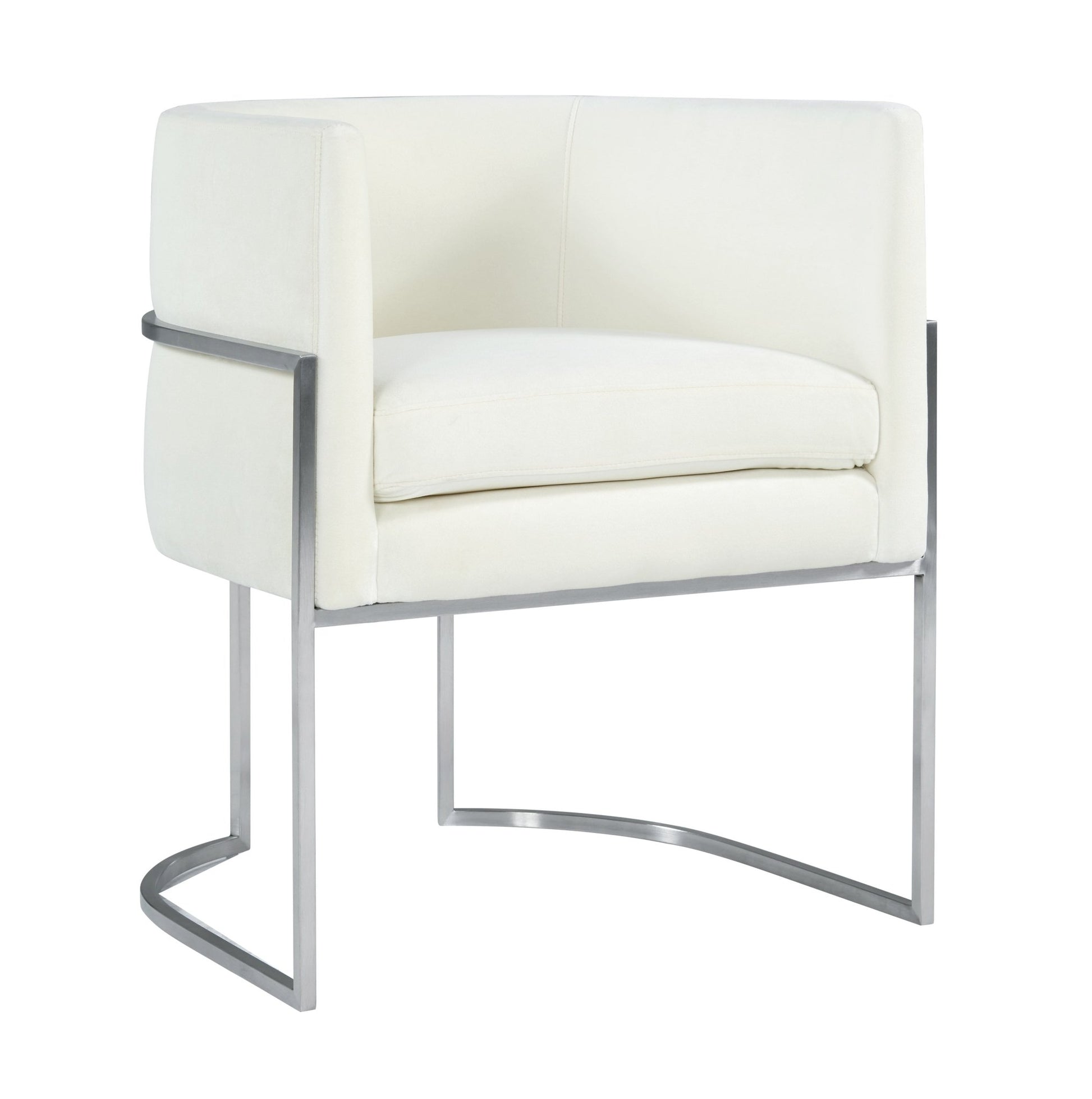Giselle Cream Velvet Dining Chair Silver Leg - Skandi London