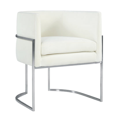 Giselle Cream Velvet Dining Chair Silver Leg - Skandi London
