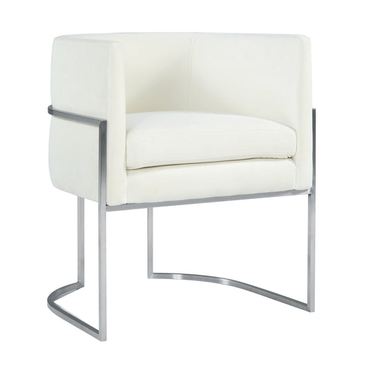Giselle Cream Velvet Dining Chair Silver Leg - Skandi London