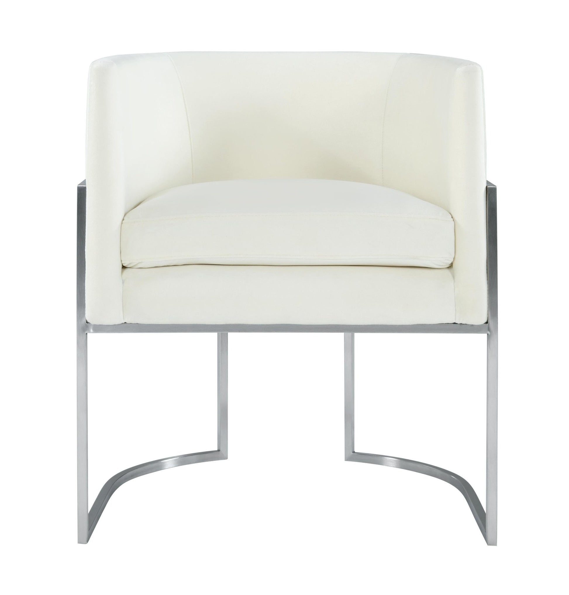 Giselle Cream Velvet Dining Chair Silver Leg - Skandi London