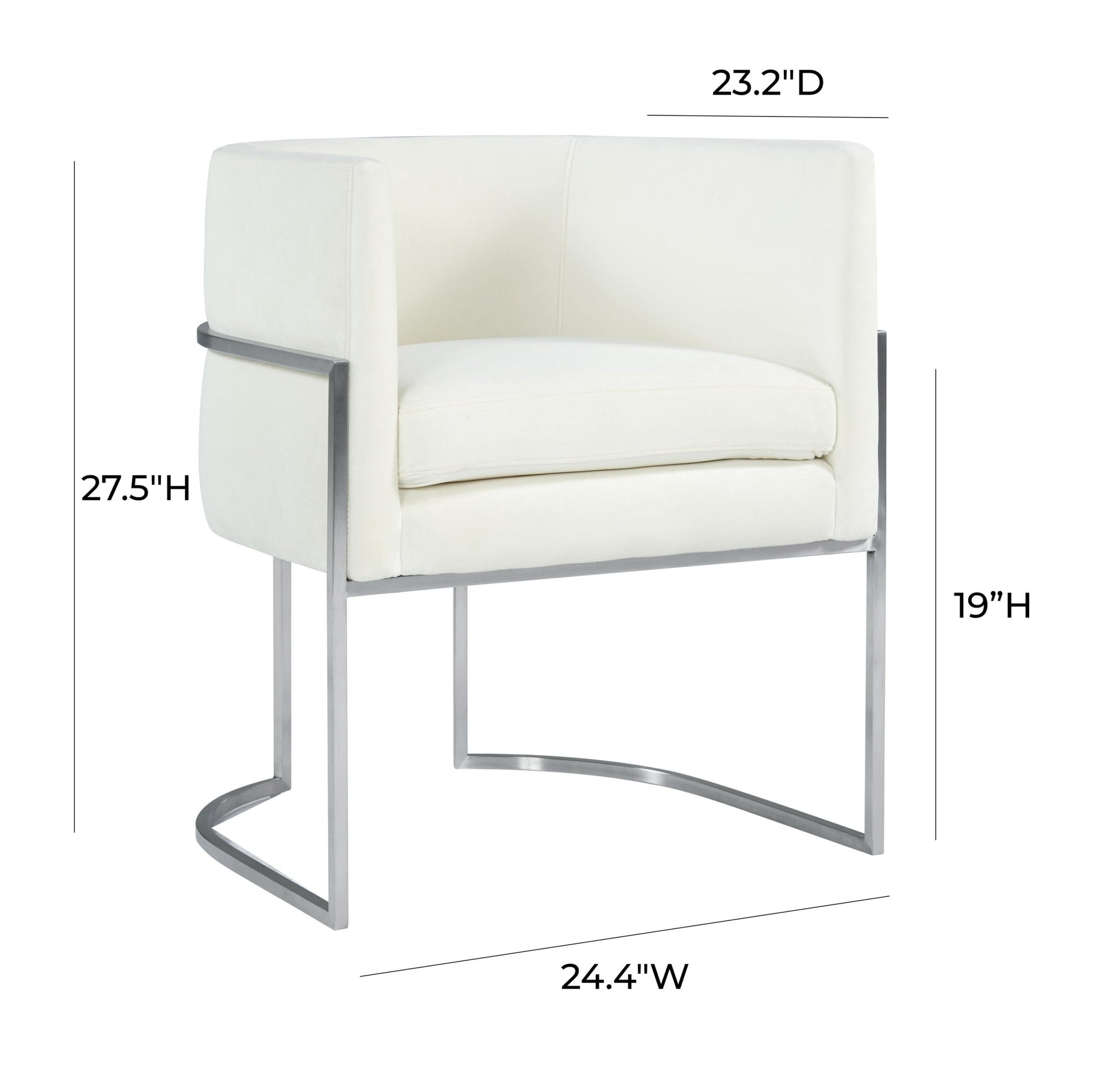 Giselle Cream Velvet Dining Chair Silver Leg - Skandi London
