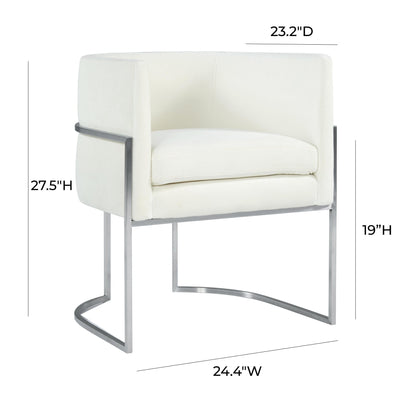 Giselle Cream Velvet Dining Chair Silver Leg - Skandi London