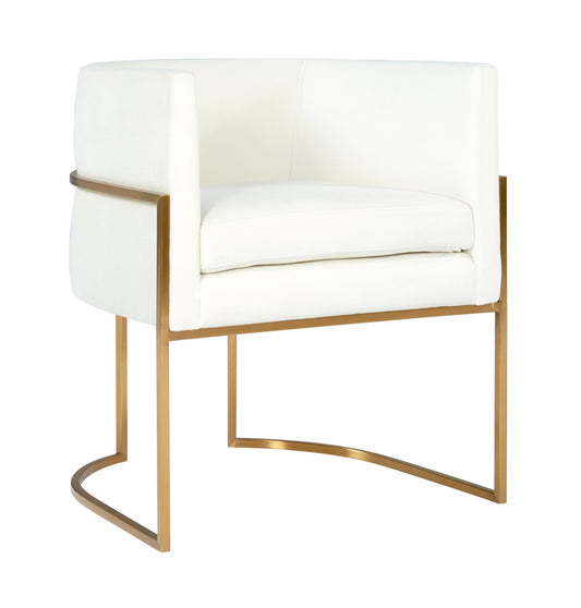 Giselle Cream Velvet Dining Chair Gold Leg - Skandi London