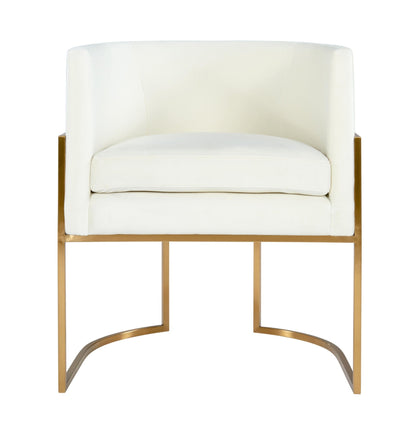 Giselle Cream Velvet Dining Chair Gold Leg - Skandi London