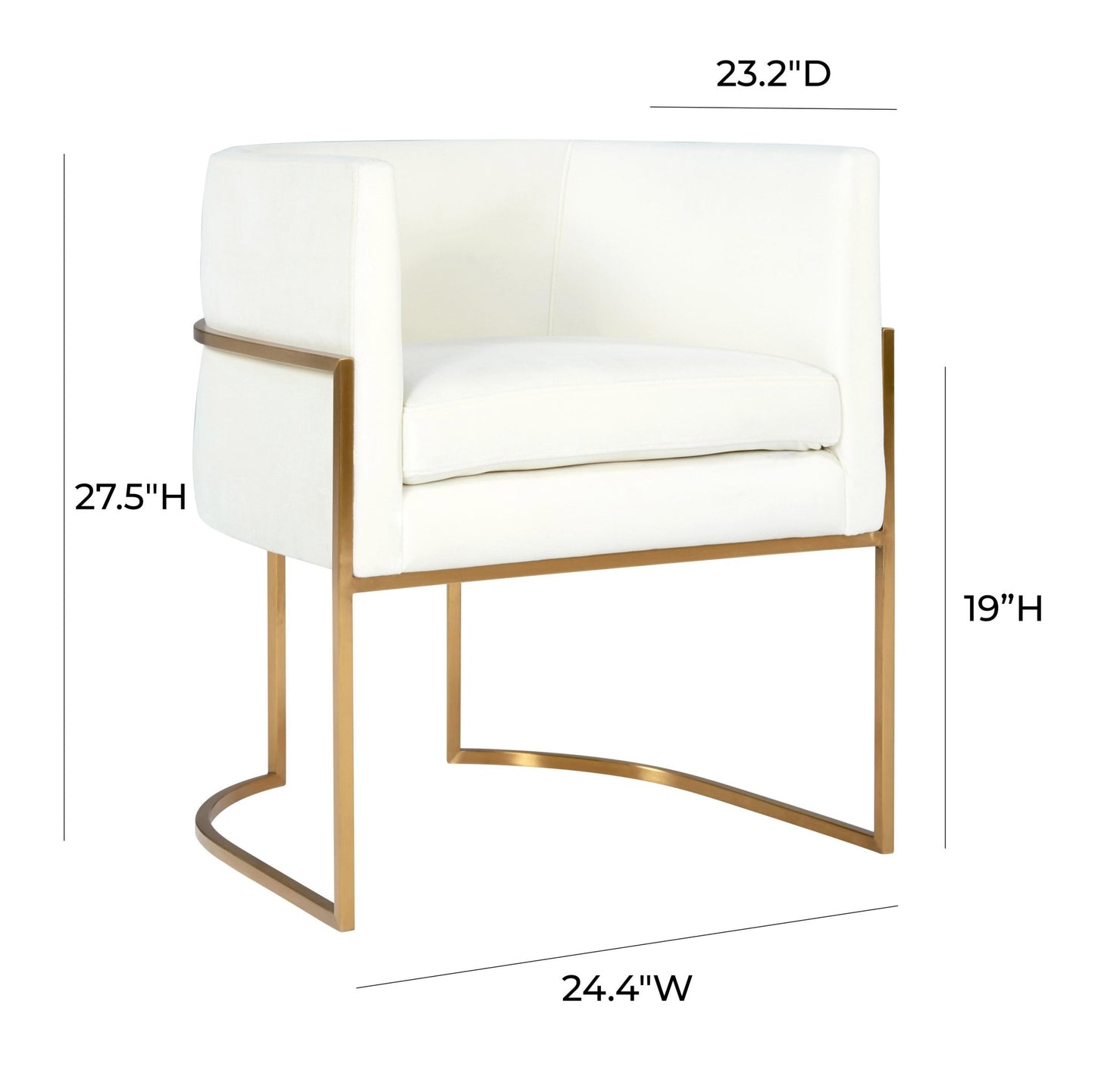Giselle Cream Velvet Dining Chair Gold Leg - Skandi London