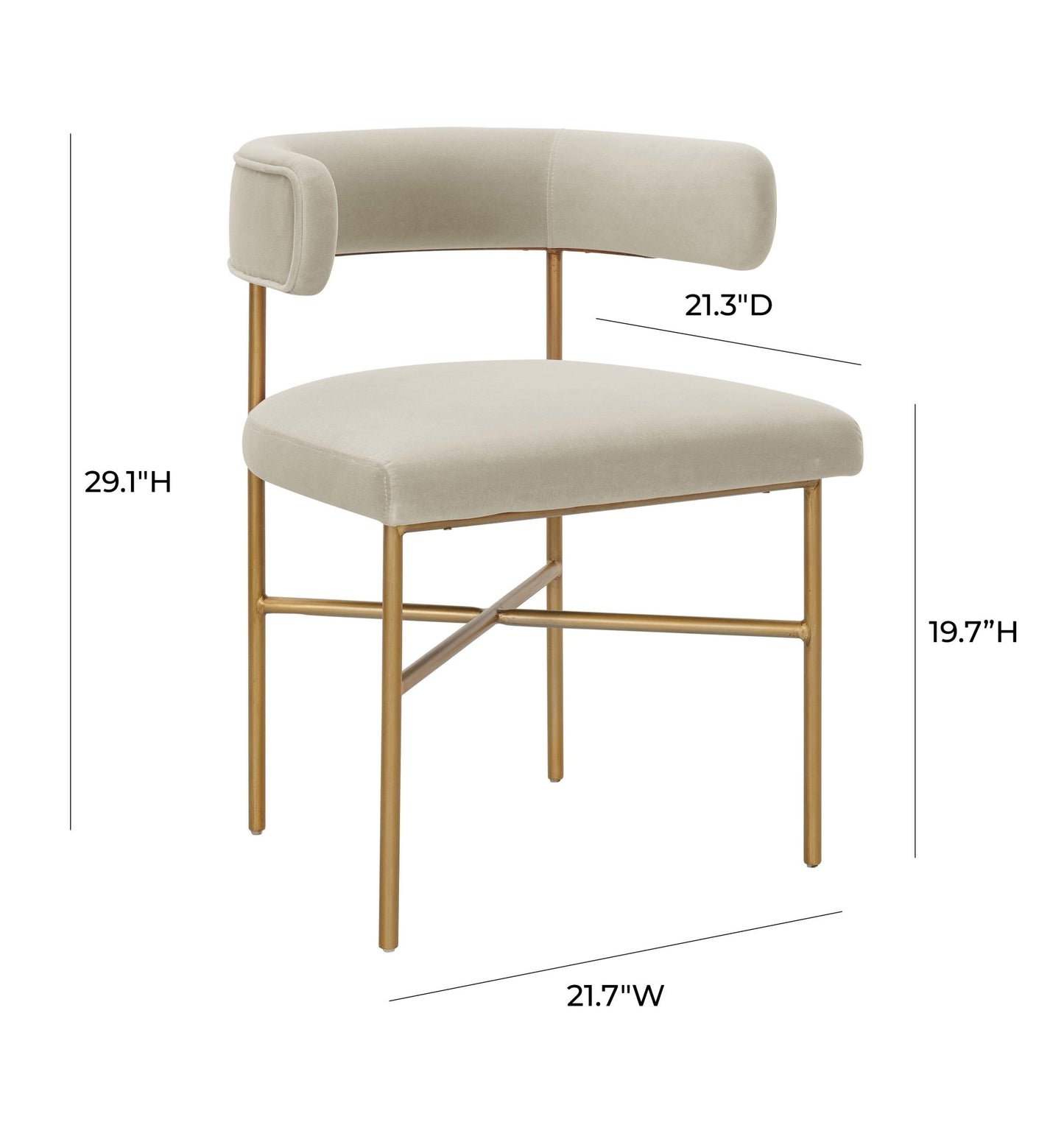 Kim Velvet Chair in Cream - Skandi London