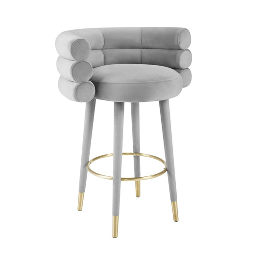 Betty Grey Velvet Barstool - Skandi London