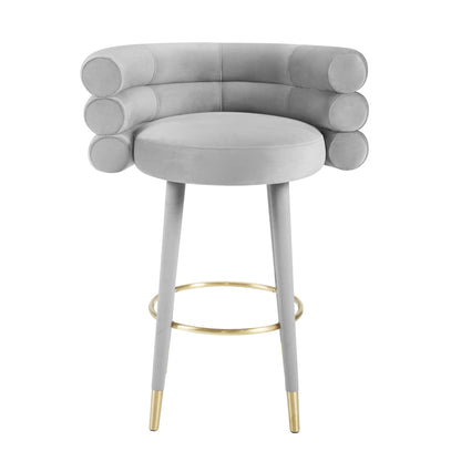 Betty Grey Velvet Barstool - Skandi London