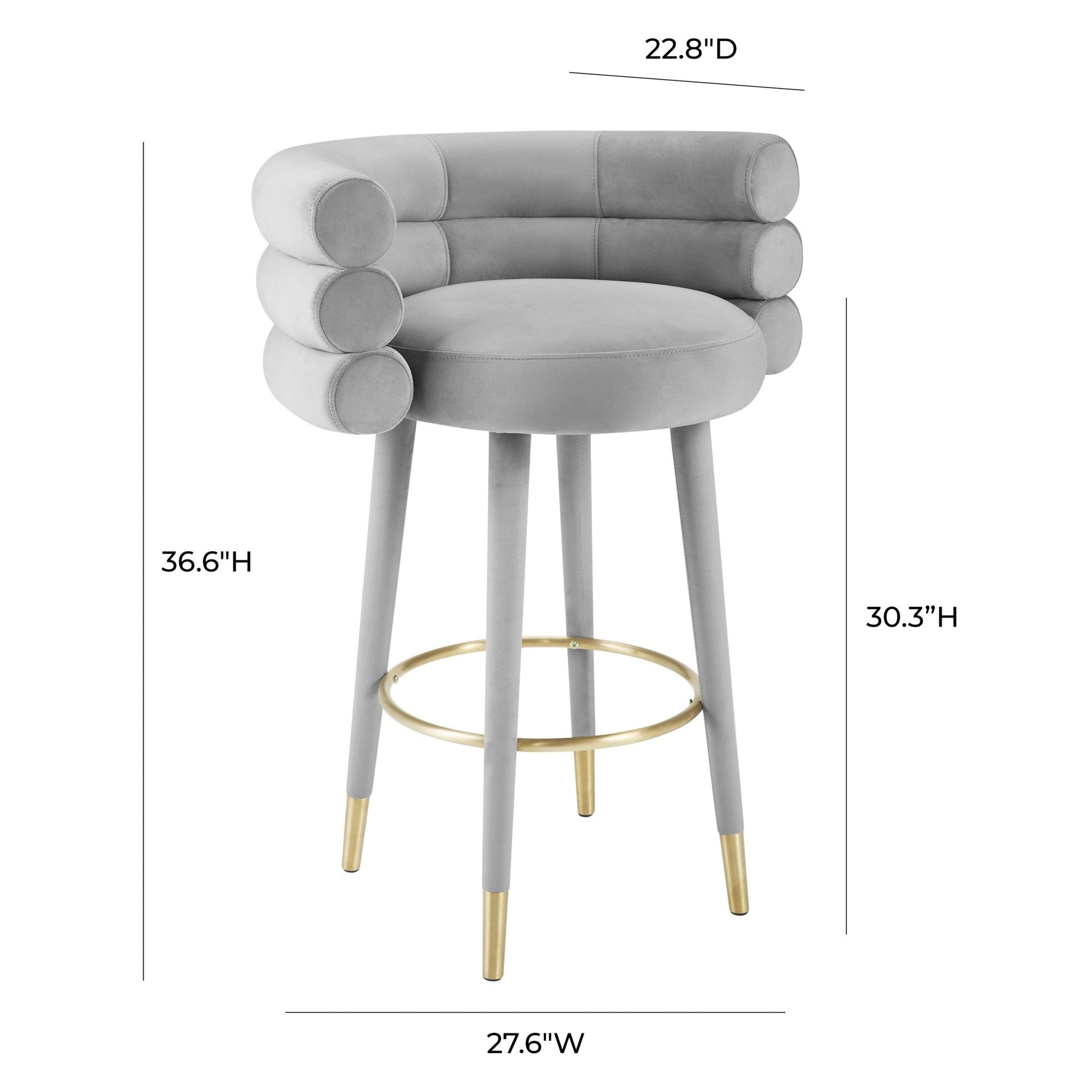 Betty Grey Velvet Barstool - Skandi London