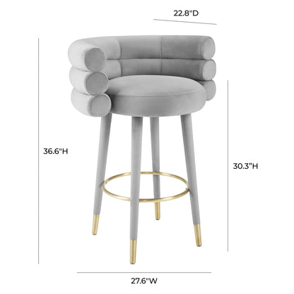 Betty Grey Velvet Barstool - Skandi London