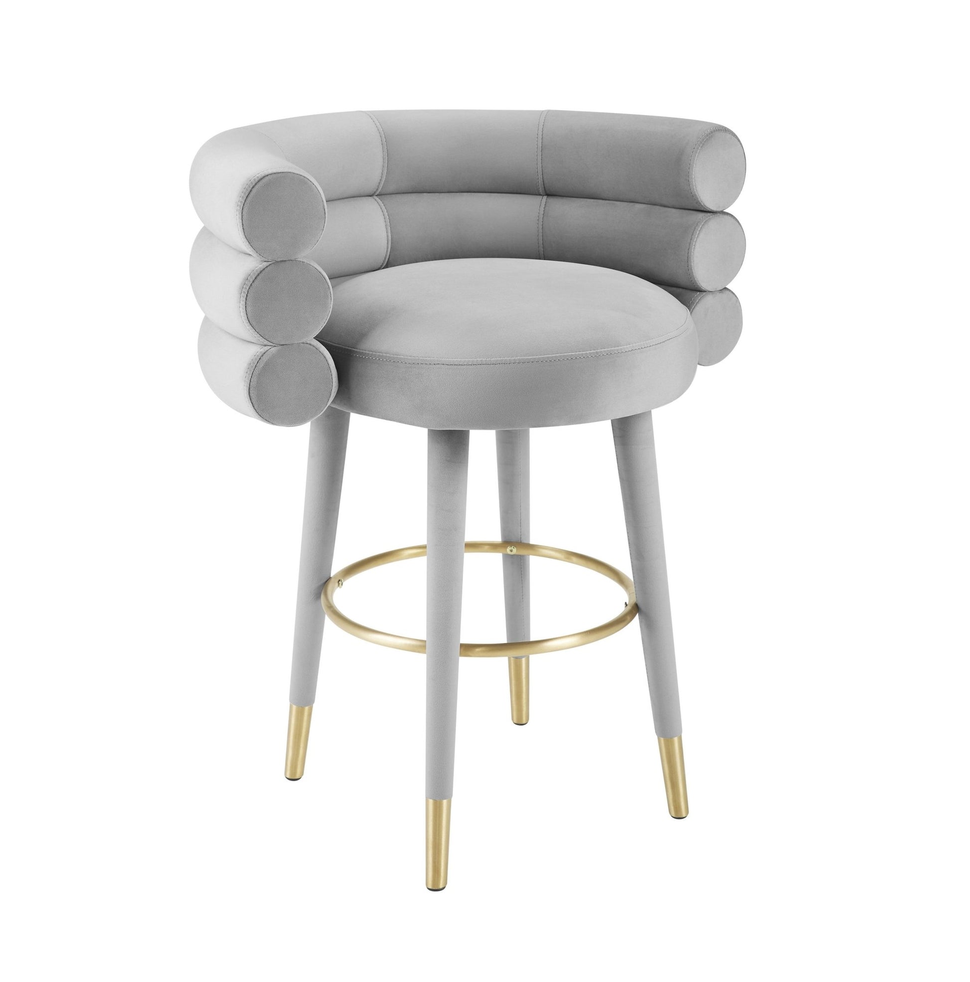 Betty Grey Velvet Counter Stool - Skandi London
