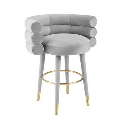Betty Grey Velvet Counter Stool - Skandi London
