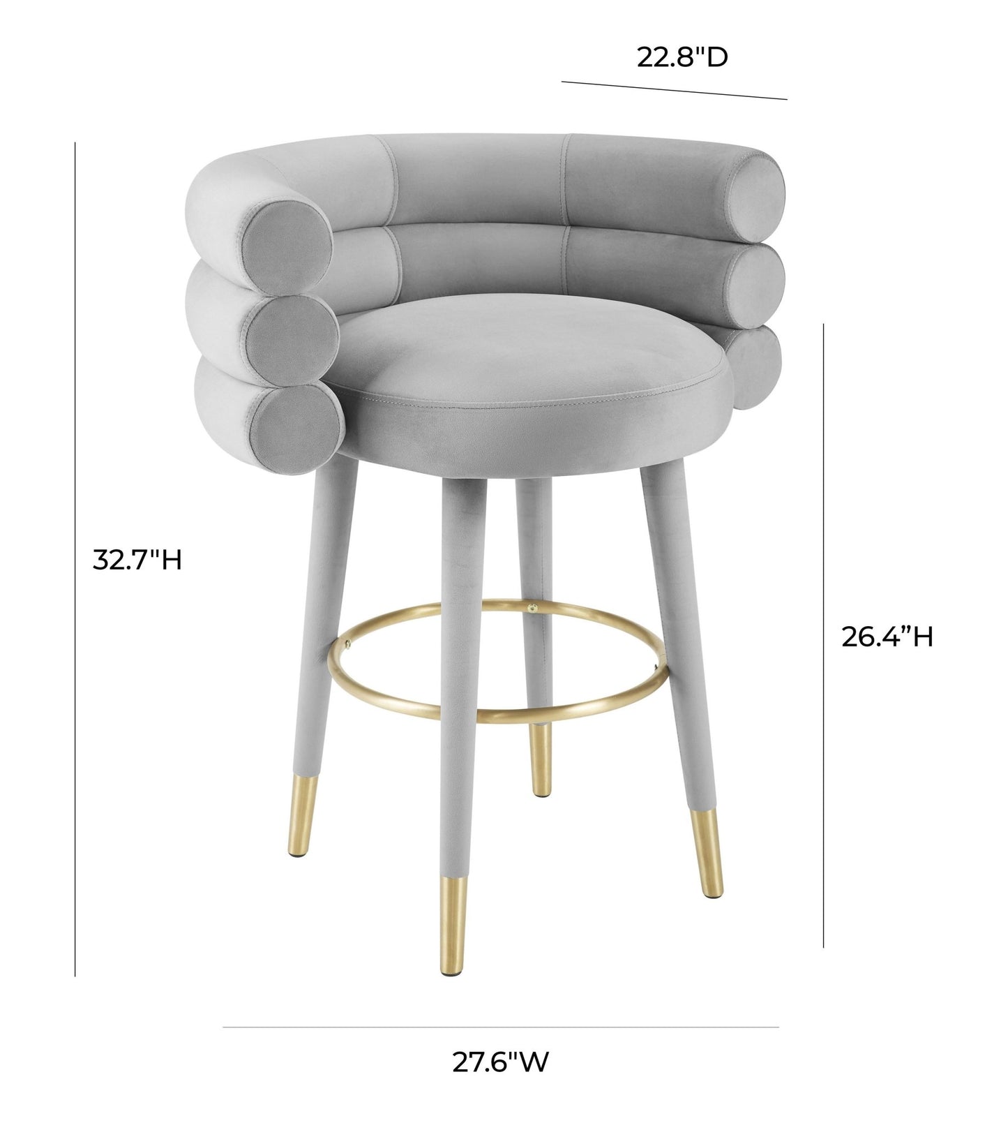 Betty Grey Velvet Counter Stool - Skandi London