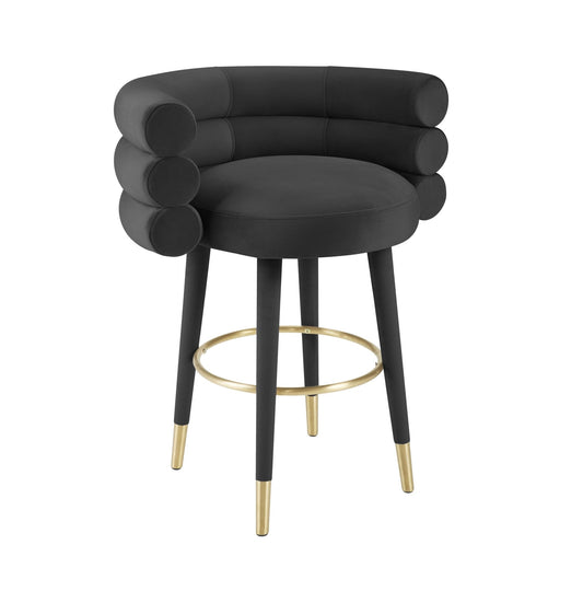 Betty Black Velvet Counter Stool - Skandi London