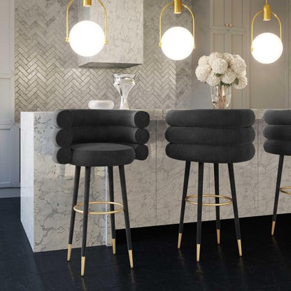 Betty Black Velvet Counter Stool - Skandi London