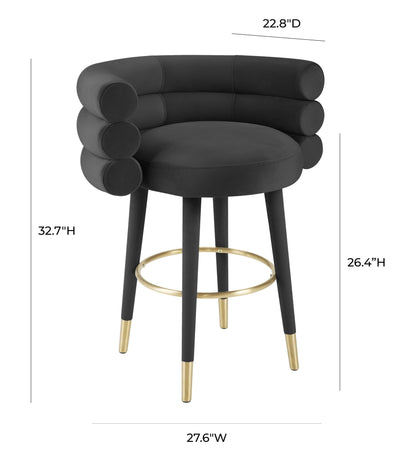 Betty Black Velvet Counter Stool - Skandi London