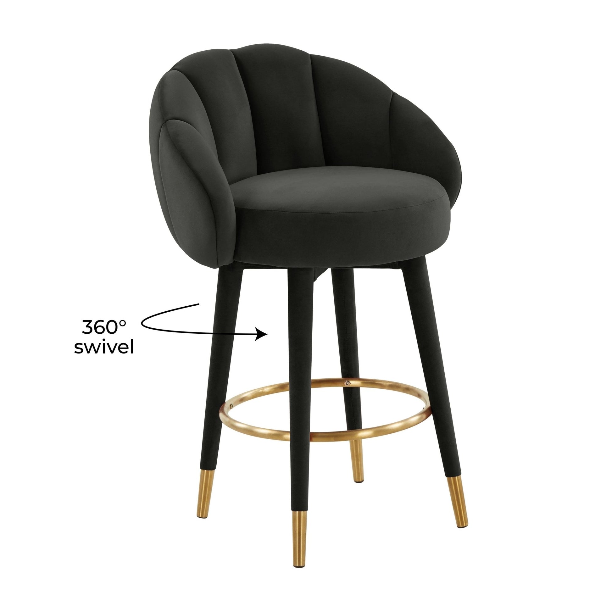 Myla Black Swivel Counter Stool - Skandi London