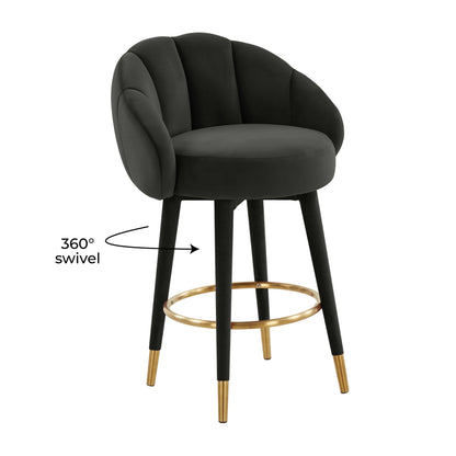 Myla Black Swivel Counter Stool - Skandi London