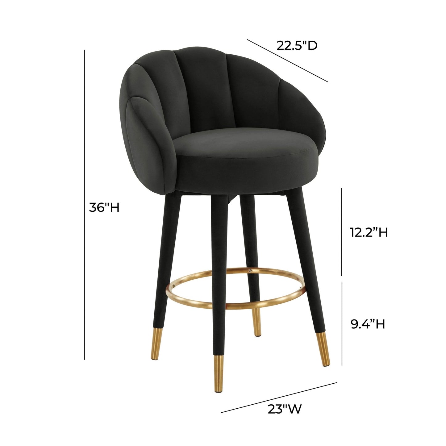 Myla Black Swivel Counter Stool - Skandi London