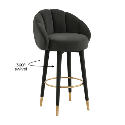Myla Black Swivel Bar Stool - Skandi London
