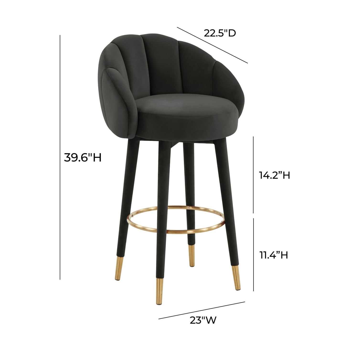 Myla Black Swivel Bar Stool - Skandi London