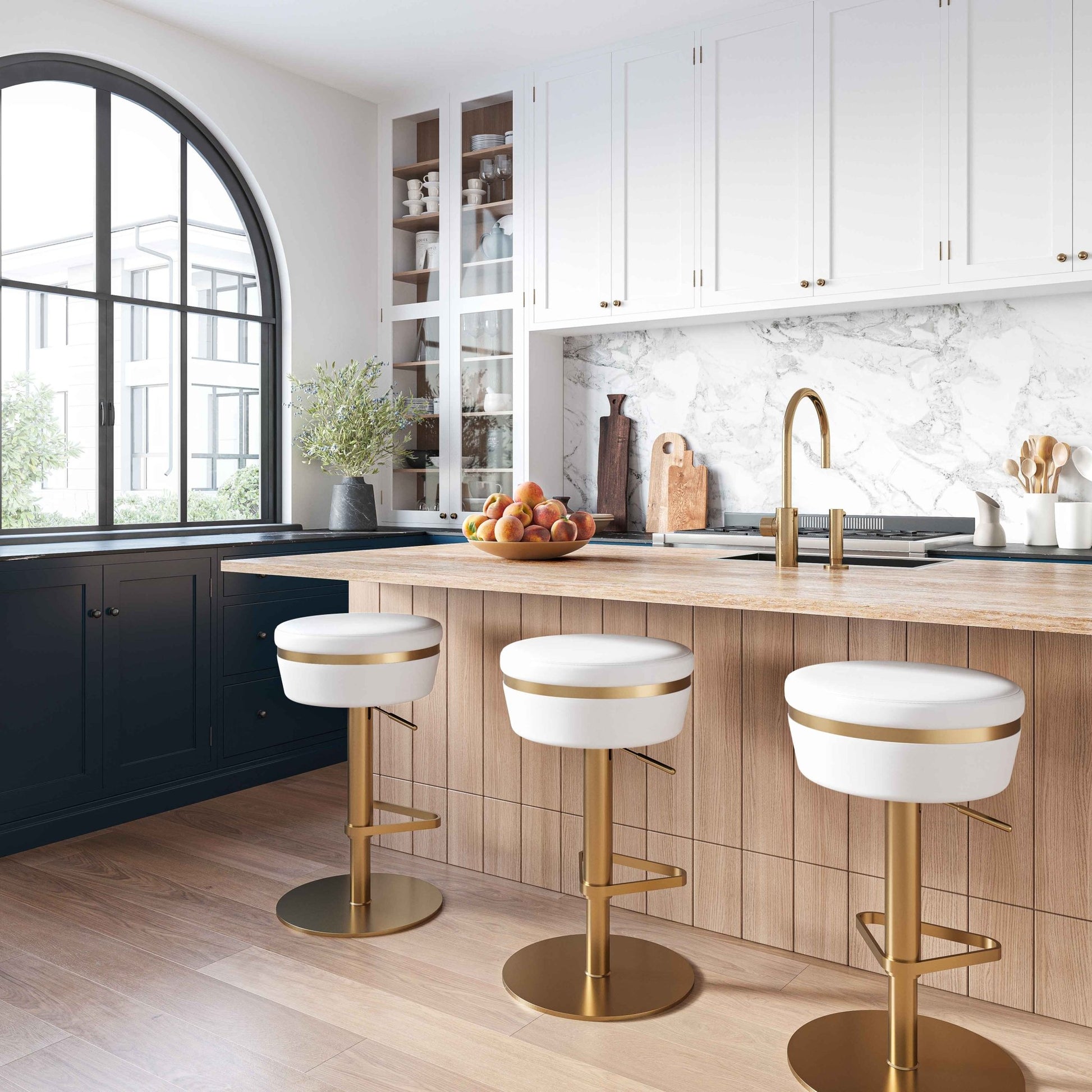 Astro White and Gold Adjustable Stool - Skandi London