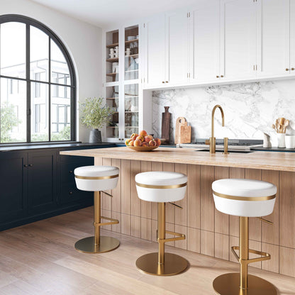 Astro White and Gold Adjustable Stool - Skandi London