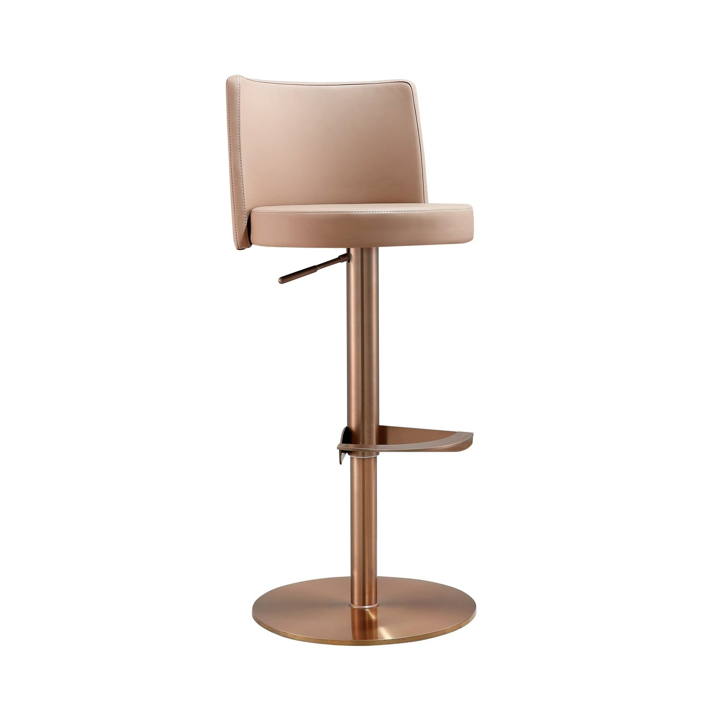 Loosha Cafe Au Lait Performance Vegan Leather and Rose Gold Adjustable Stool - Skandi London