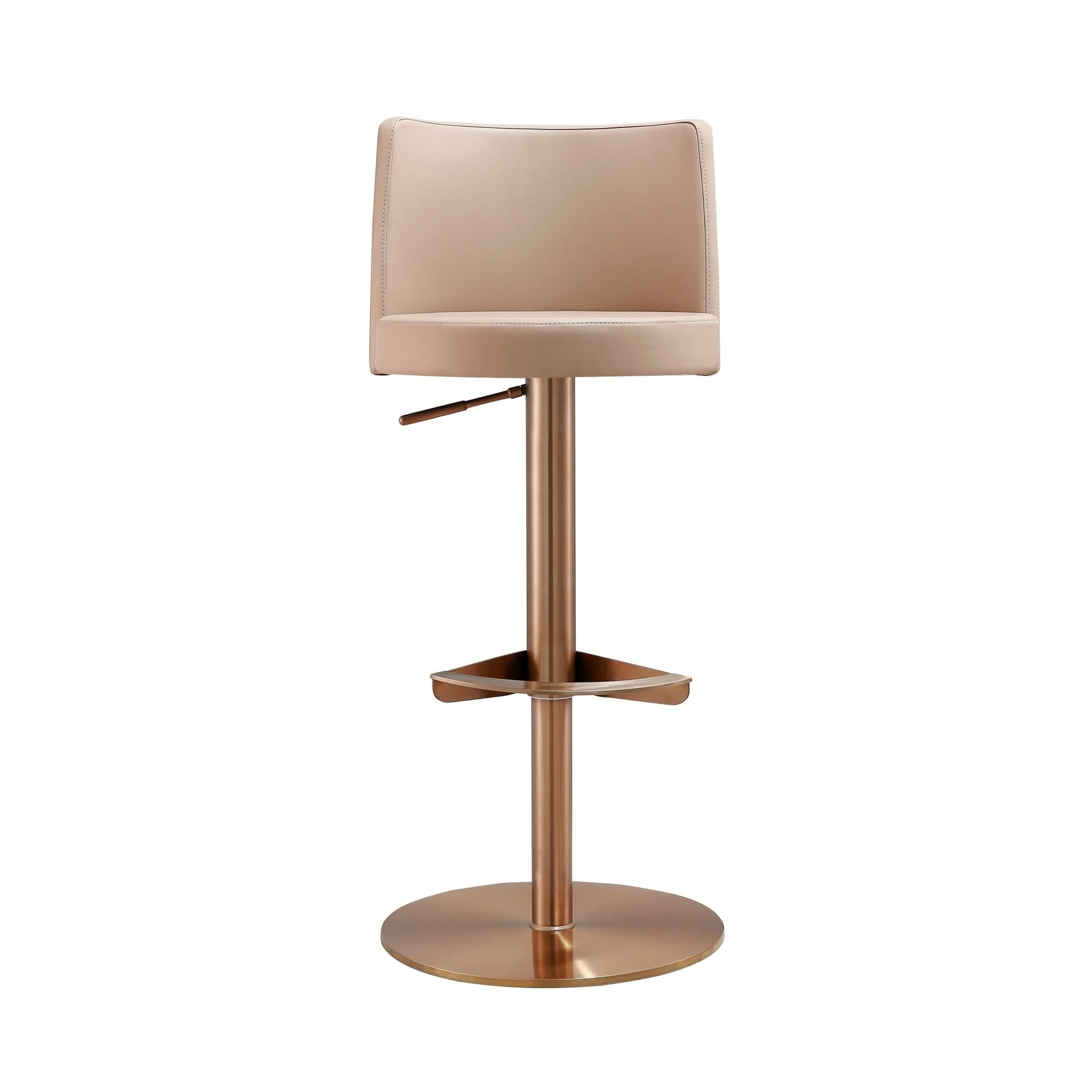 Loosha Cafe Au Lait Performance Vegan Leather and Rose Gold Adjustable Stool - Skandi London