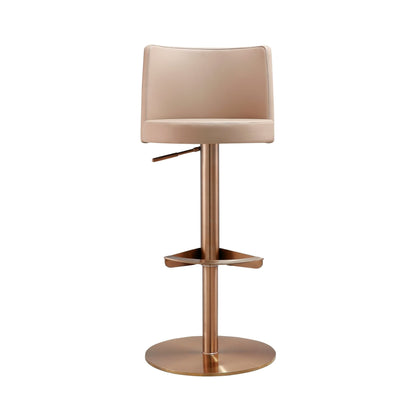 Loosha Cafe Au Lait Performance Vegan Leather and Rose Gold Adjustable Stool - Skandi London