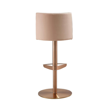 Loosha Cafe Au Lait Performance Vegan Leather and Rose Gold Adjustable Stool - Skandi London