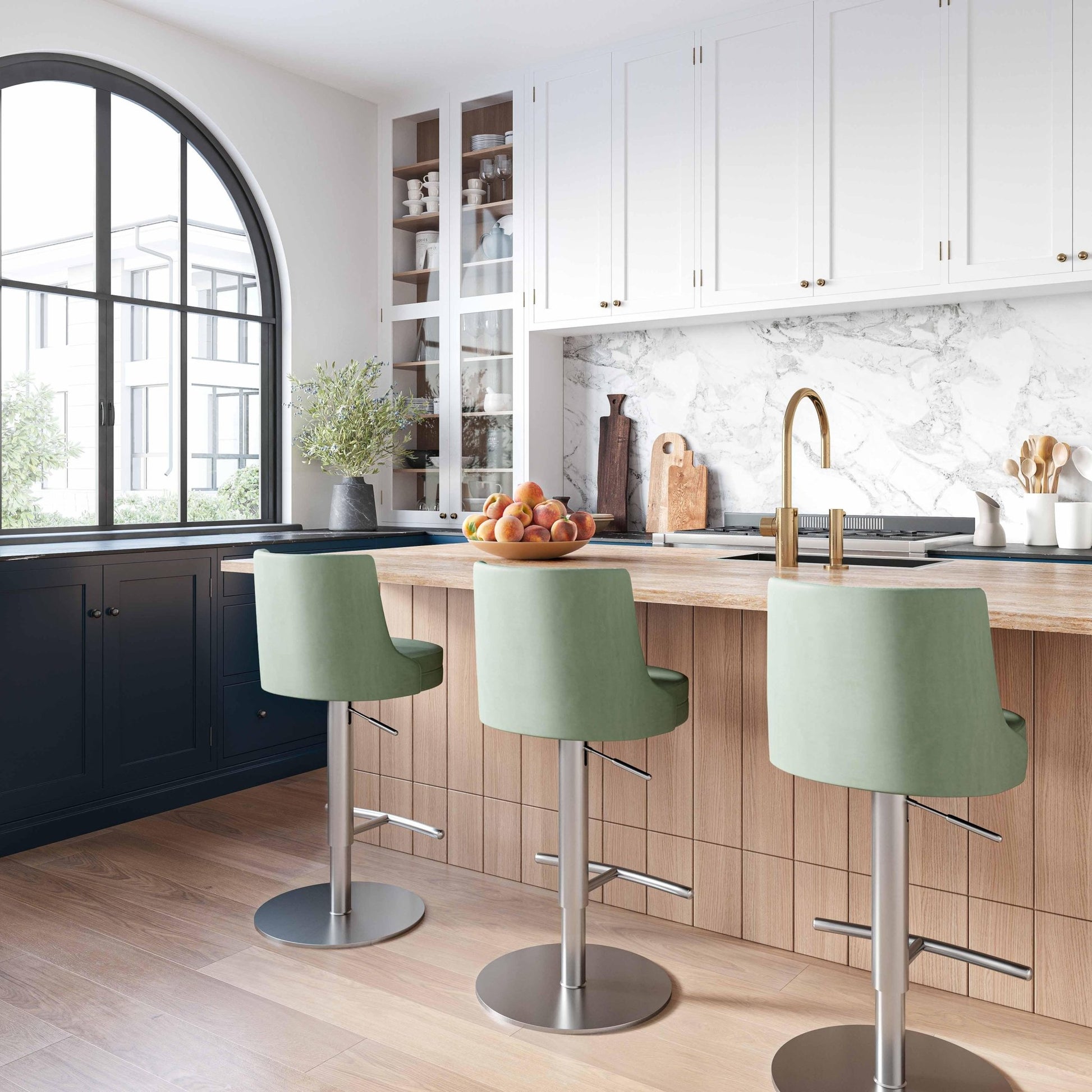 Reagan Sea Foam Green and Silver Adjustable Stool - Skandi London