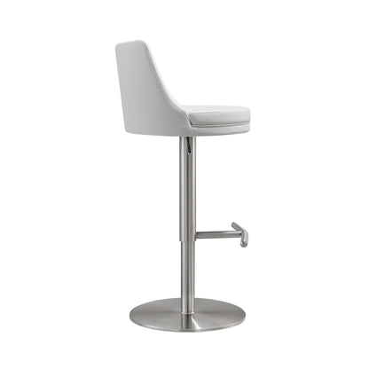 Reagan White and Silver Adjustable Stool - Skandi London