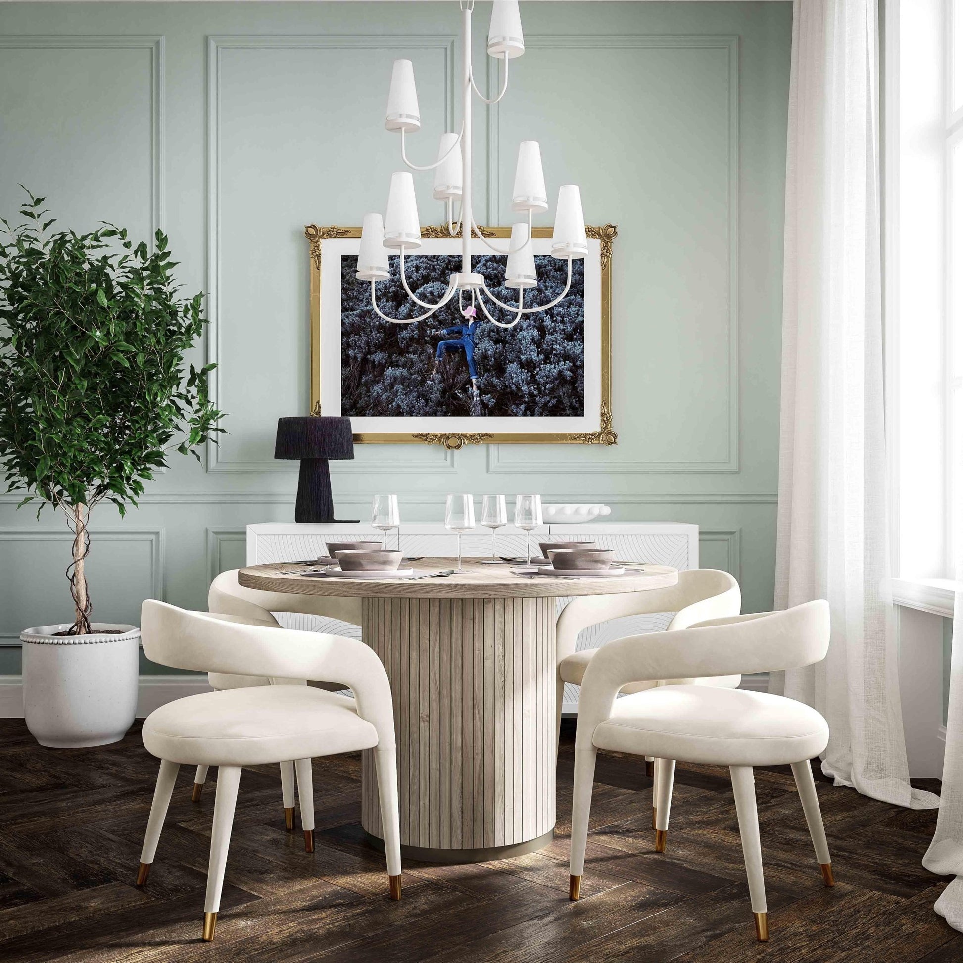 Lucia Cream Velvet Dining Chair - Skandi London