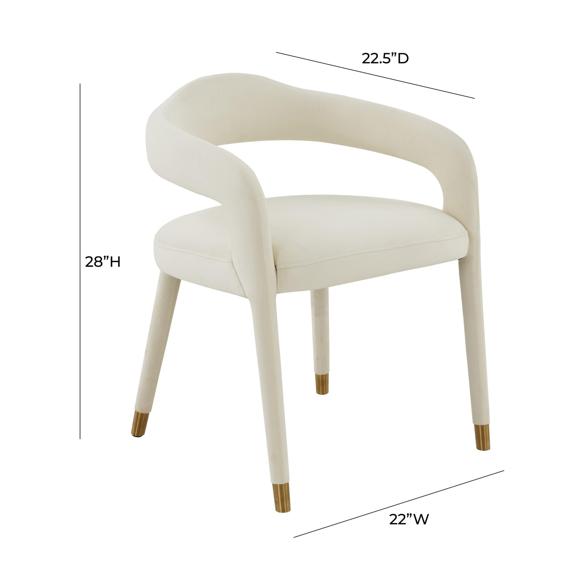 Lucia Cream Velvet Dining Chair - Skandi London