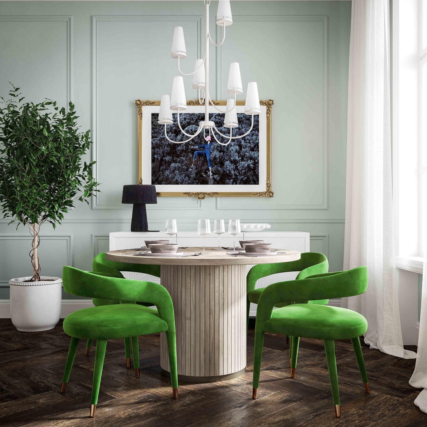 Lucia Green Velvet Dining Chair - Skandi London