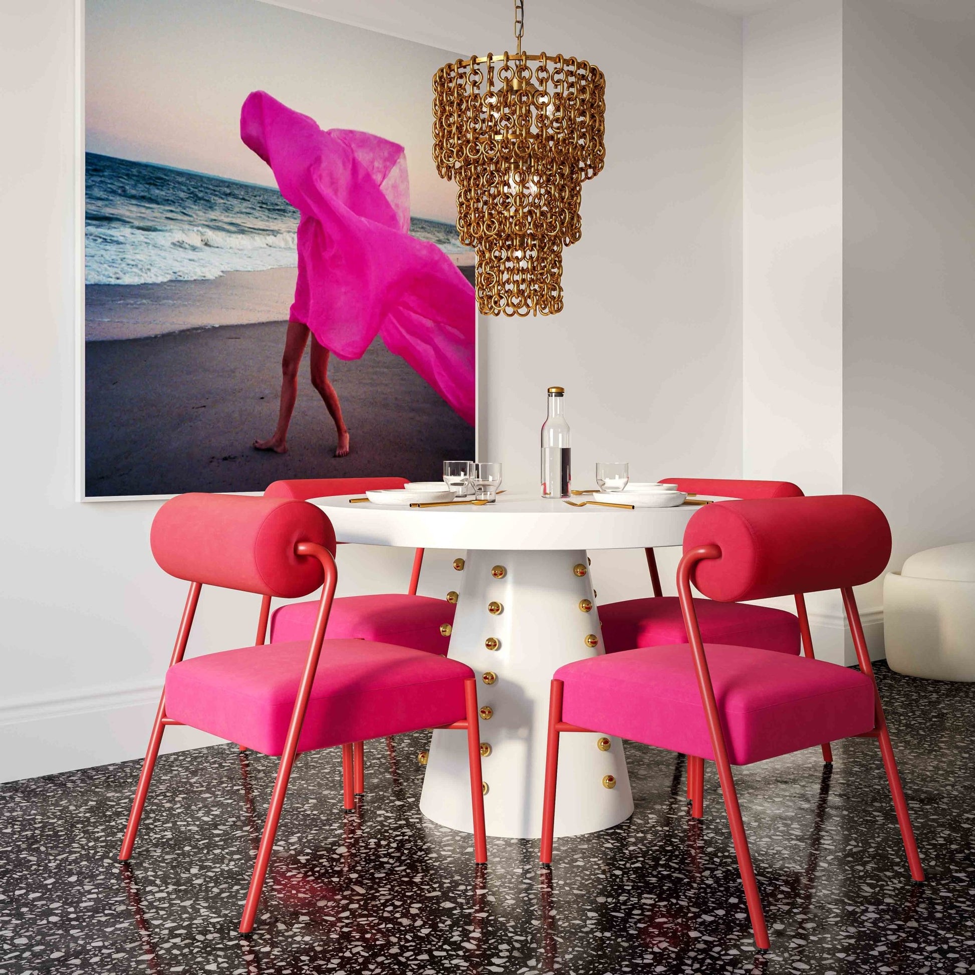 Jolene Hot Pink Velvet Dining Chair Set of 2 - Skandi London