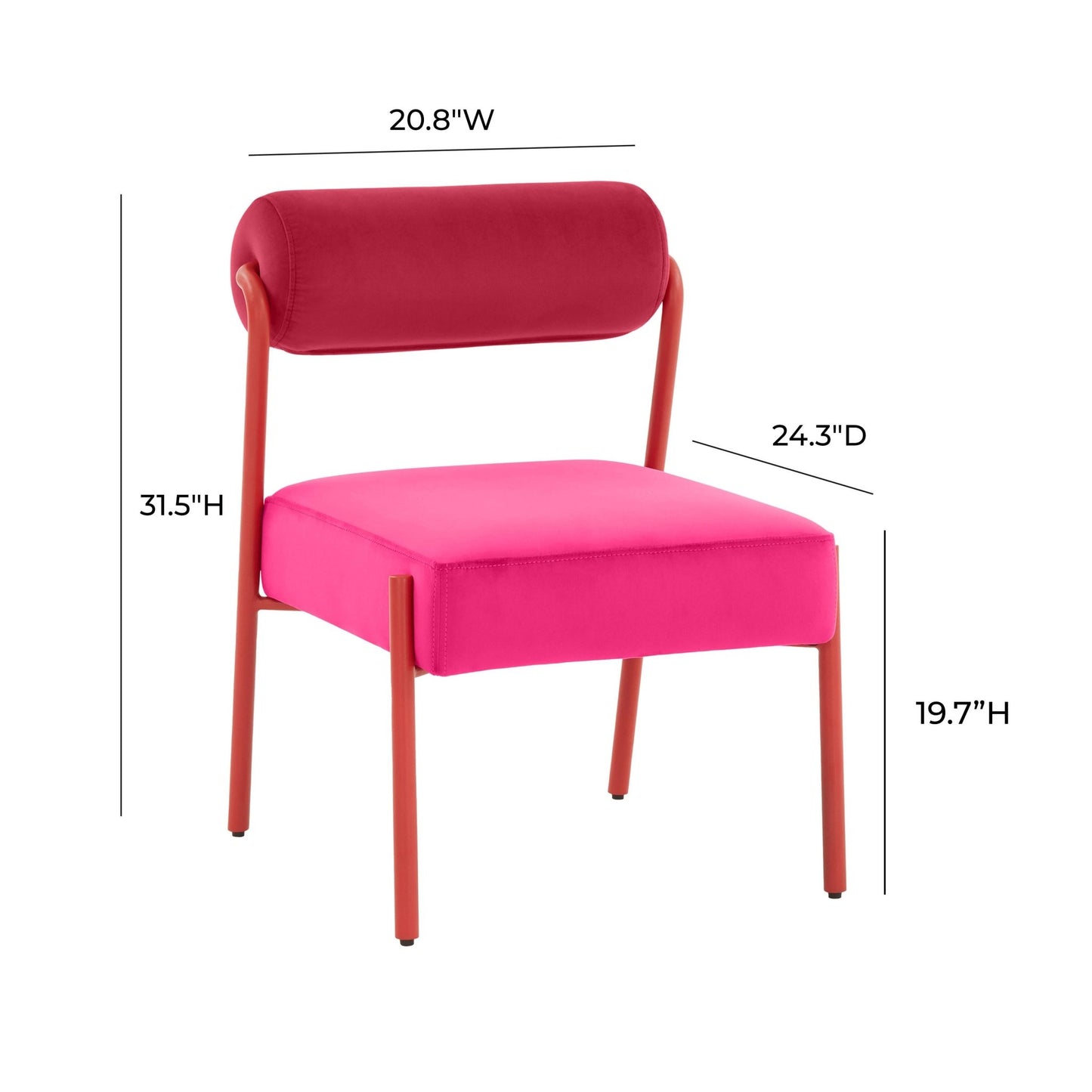 Jolene Hot Pink Velvet Dining Chair Set of 2 - Skandi London