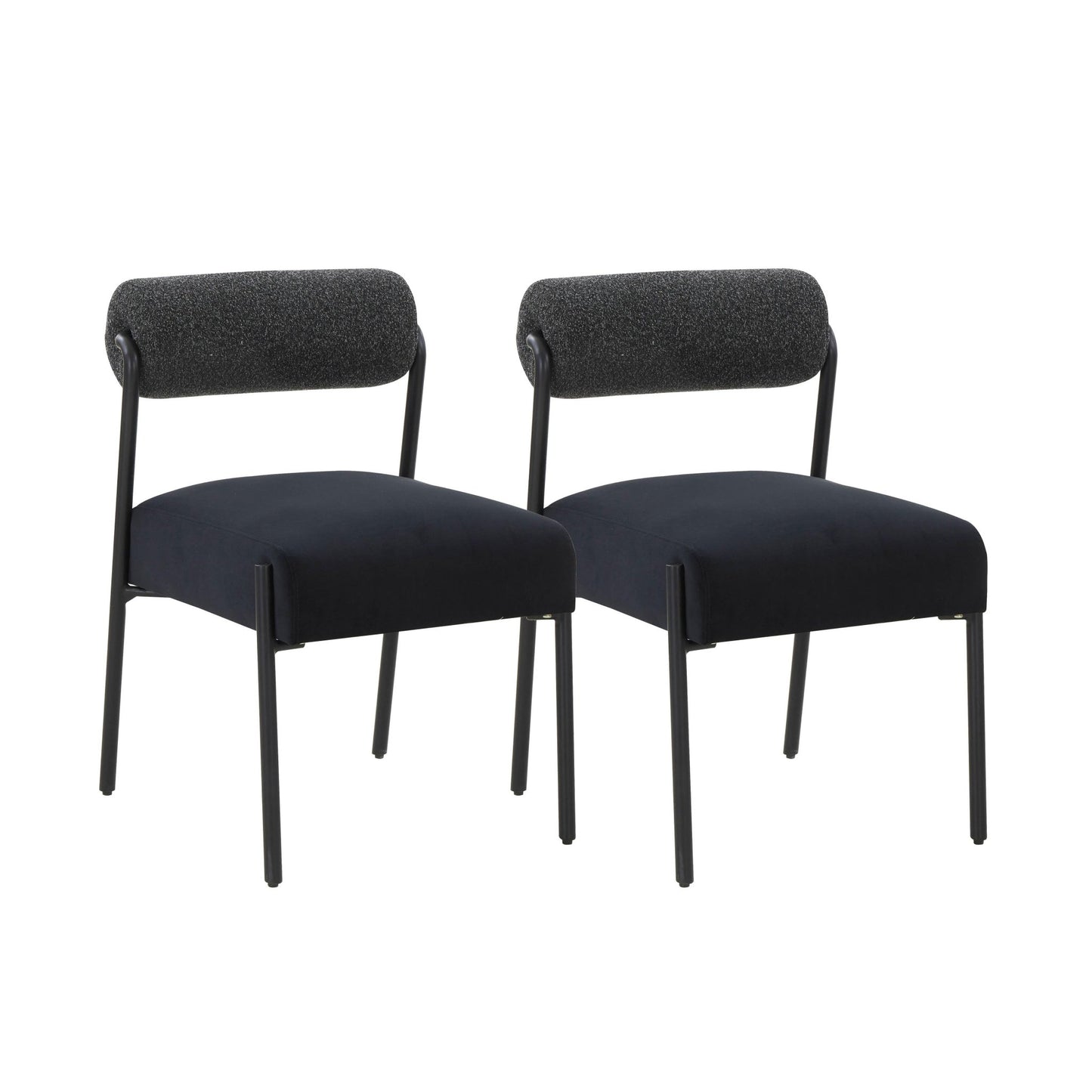 Jolene Black Velvet Dining Chair Set of 2 - Skandi London