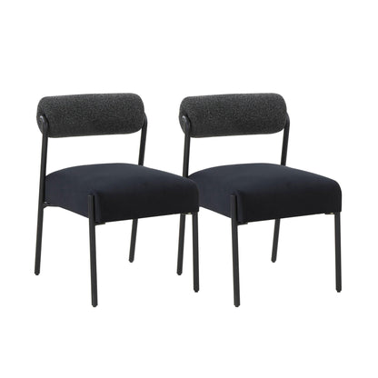 Jolene Black Velvet Dining Chair Set of 2 - Skandi London