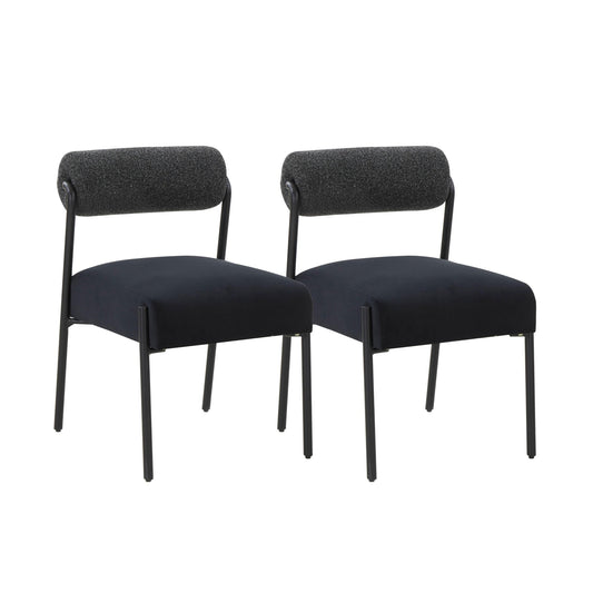 Jolene Black Velvet Dining Chair Set of 2 - Skandi London