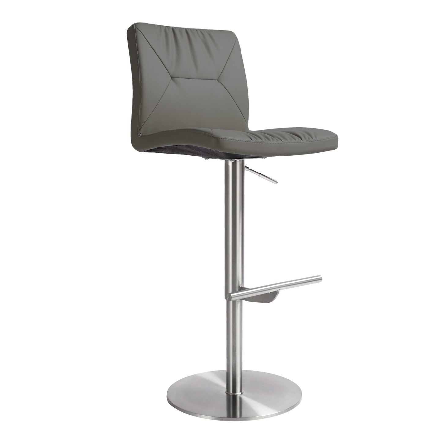 Paddy Dark Grey Vegan Leather on Silver Adjustable Stool - Skandi London