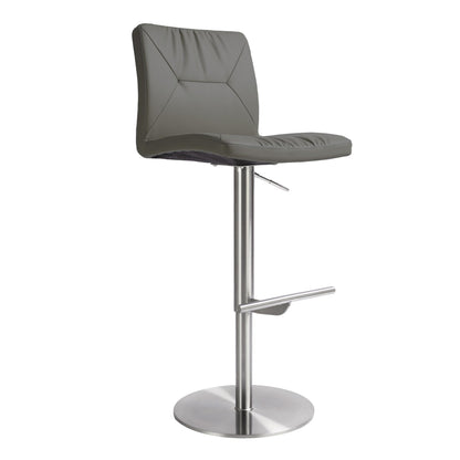 Paddy Dark Grey Vegan Leather on Silver Adjustable Stool - Skandi London