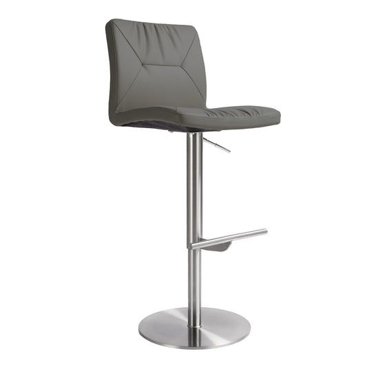 Paddy Dark Grey Vegan Leather on Silver Adjustable Stool - Skandi London