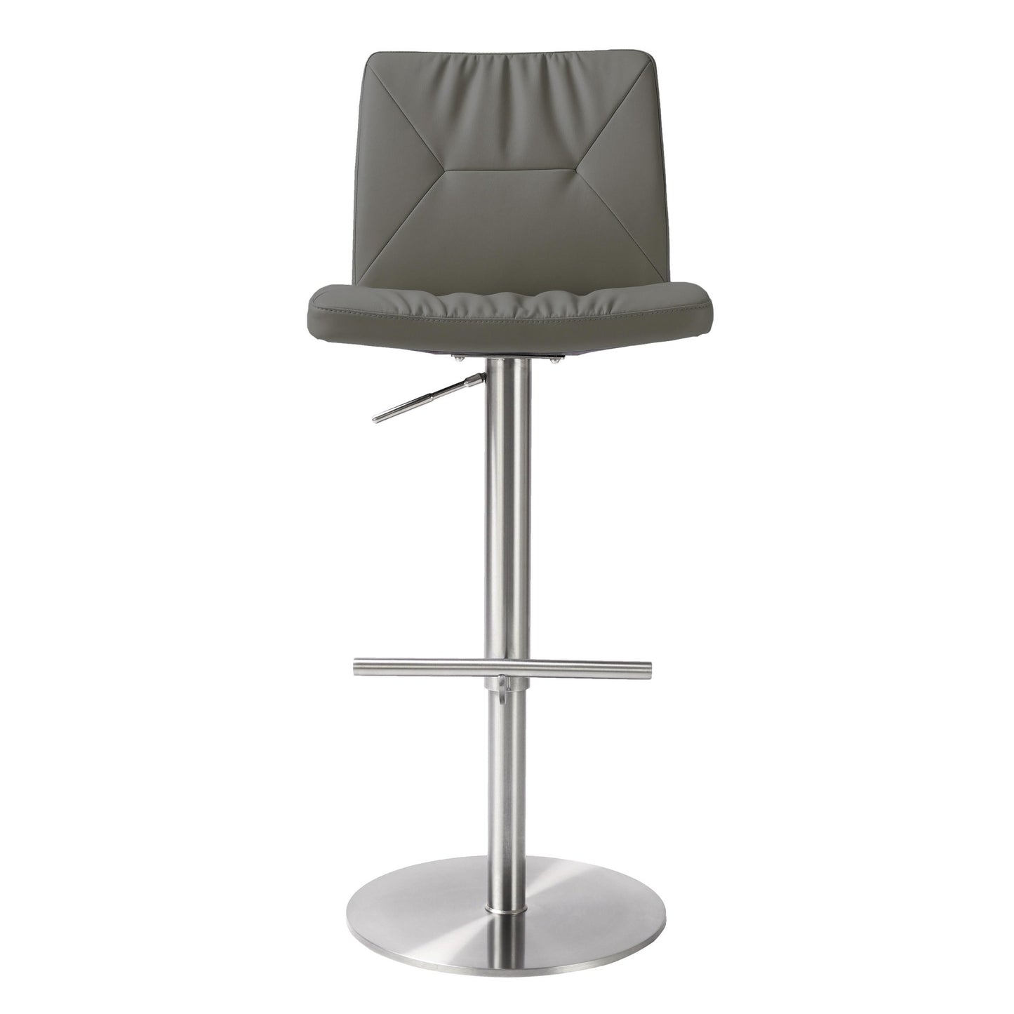 Paddy Dark Grey Vegan Leather on Silver Adjustable Stool - Skandi London