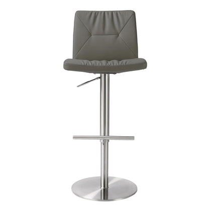 Paddy Dark Grey Vegan Leather on Silver Adjustable Stool - Skandi London