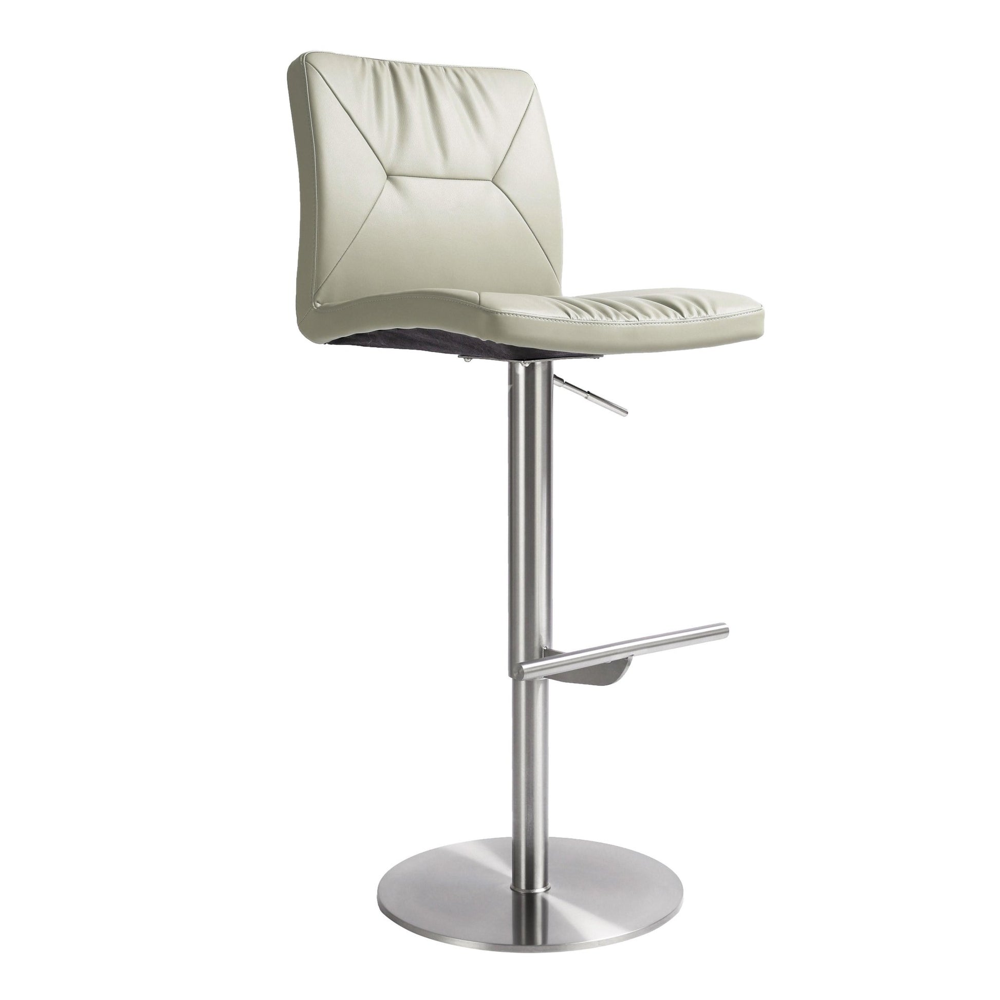 Paddy Light Grey Vegan Leather on Silver Adjustable Stool - Skandi London