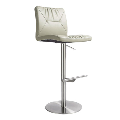 Paddy Light Grey Vegan Leather on Silver Adjustable Stool - Skandi London