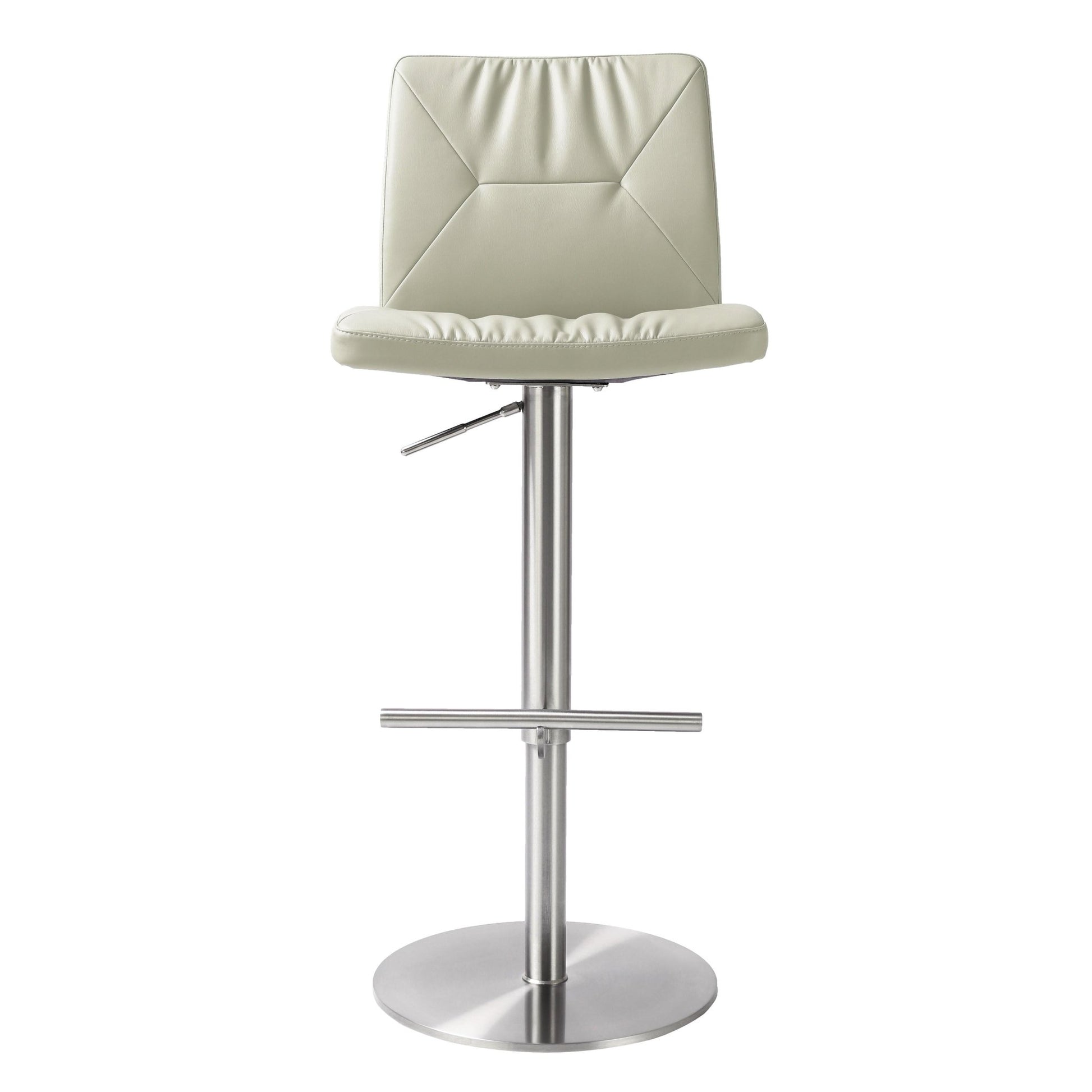 Paddy Light Grey Vegan Leather on Silver Adjustable Stool - Skandi London