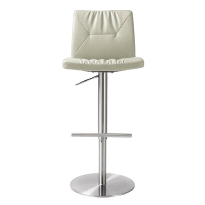 Paddy Light Grey Vegan Leather on Silver Adjustable Stool - Skandi London